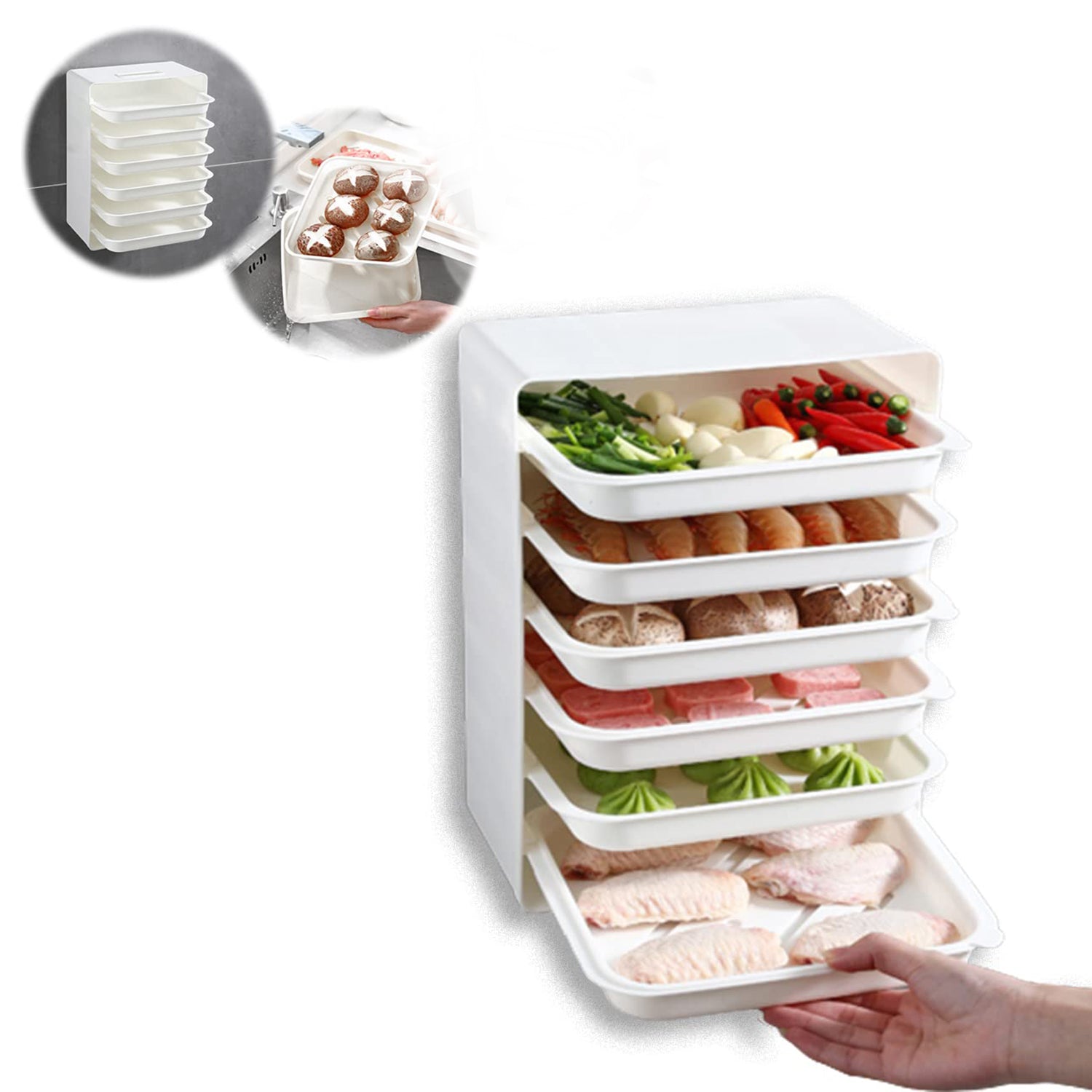 Plastic 6 Layer Wall-Mounted Food Organizer Rack (1 Set) Plastic 6 Layer Wall-Mounted Food Organizer Rack (1 Set)